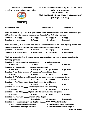 Đề thi thử tốt nghiệp THPT Quốc gia môn Tiếng Anh lần 1 - Năm học 2020-2021 - Trường THPT Chuyên Lương Đắc Bằng (Có đáp án)